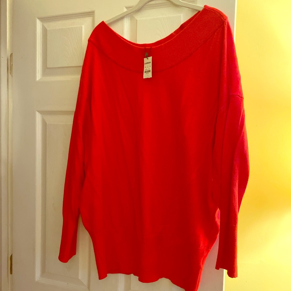 Express Large Off the Shoulder Tunic Sweater